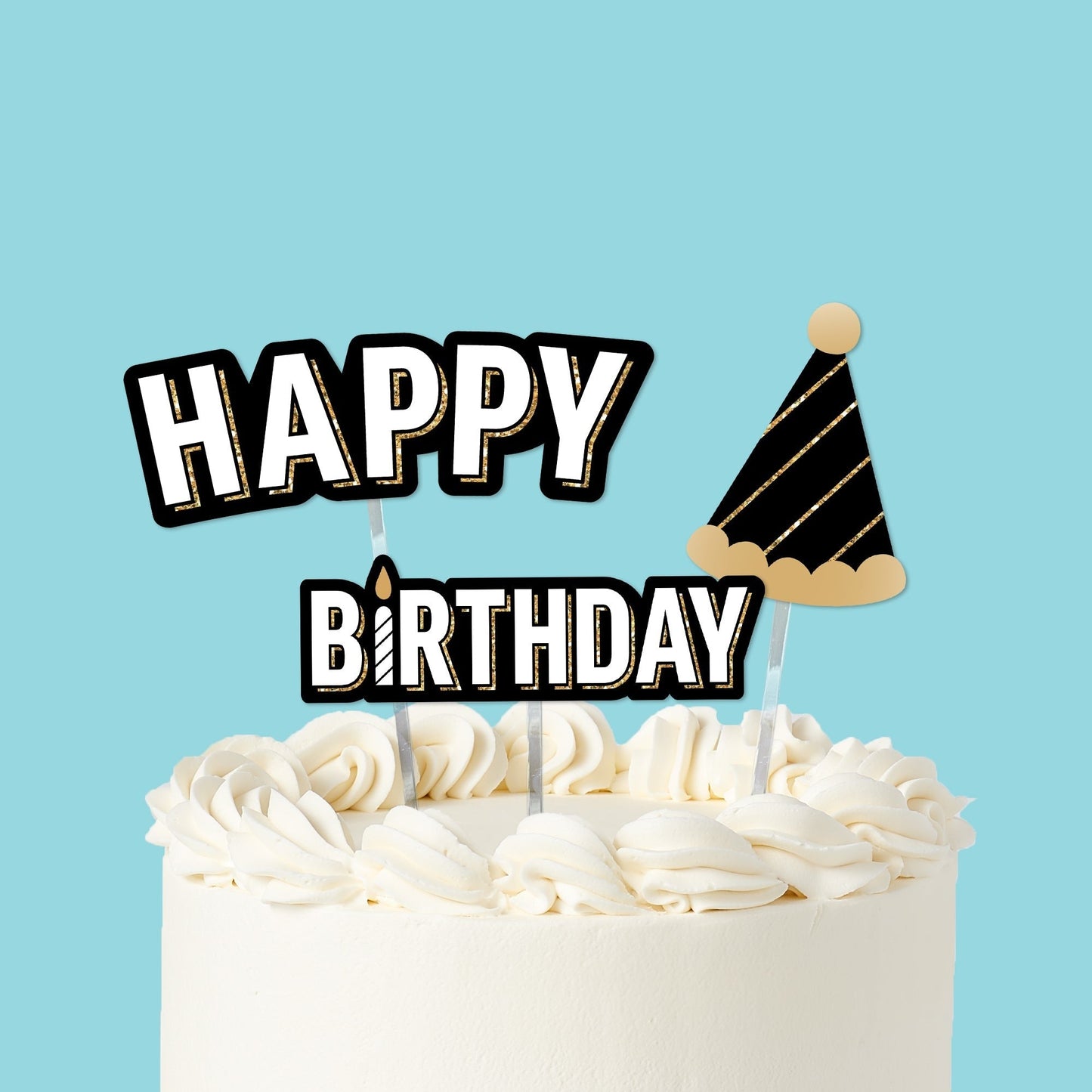Happy Birthday Cake Topper - 3 Pc