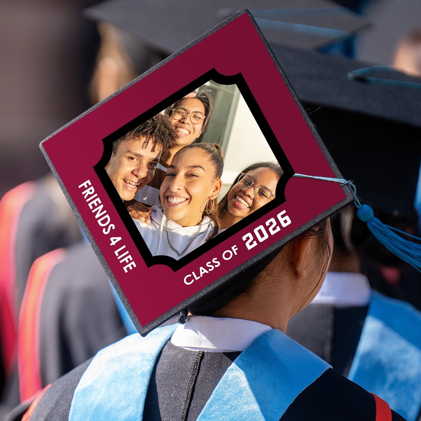 Custom Photo Maroon Grad Cap Cover