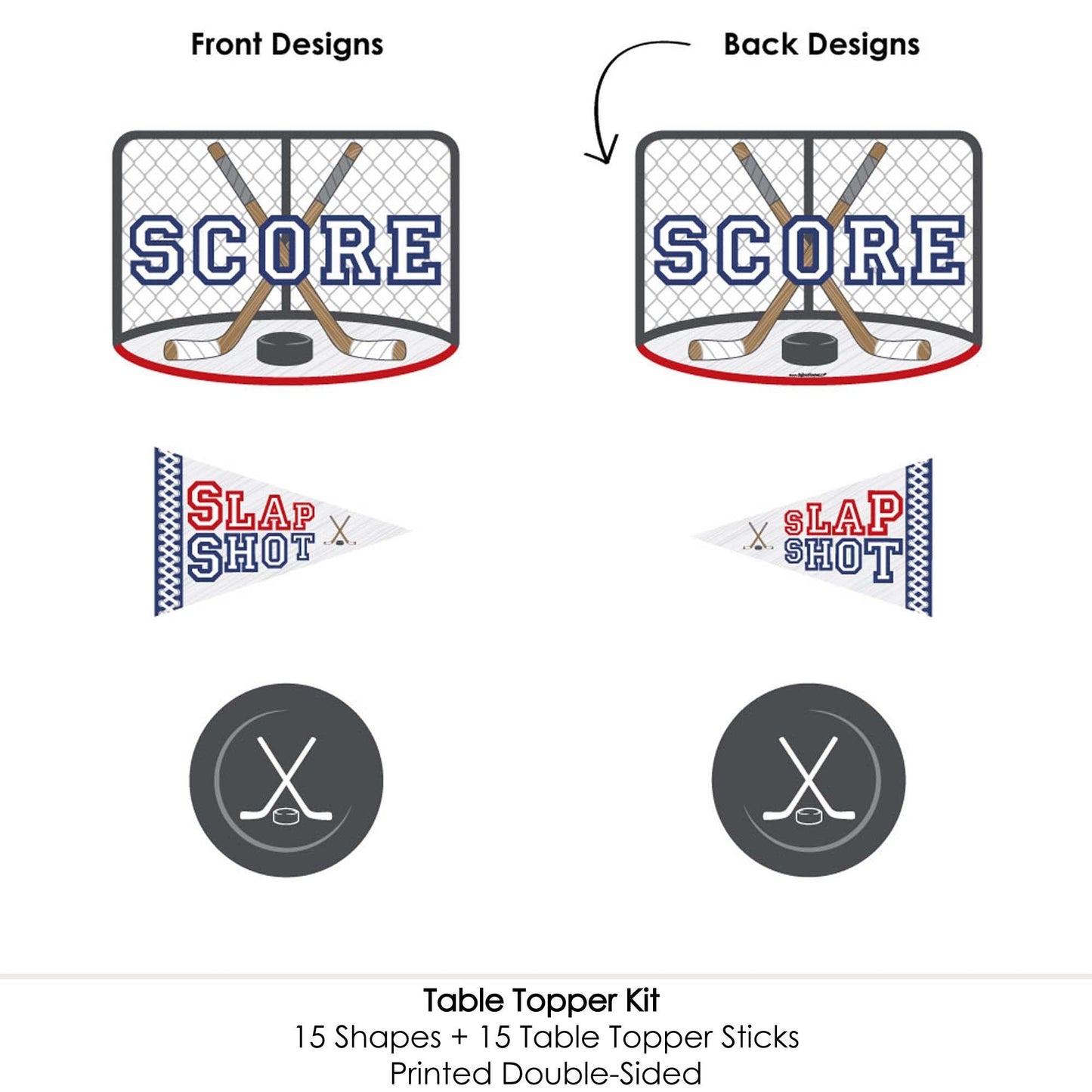 Shoots & Scores! - Hockey - Baby Shower or Birthday Party Centerpiece Sticks - Table Toppers - Set of 15