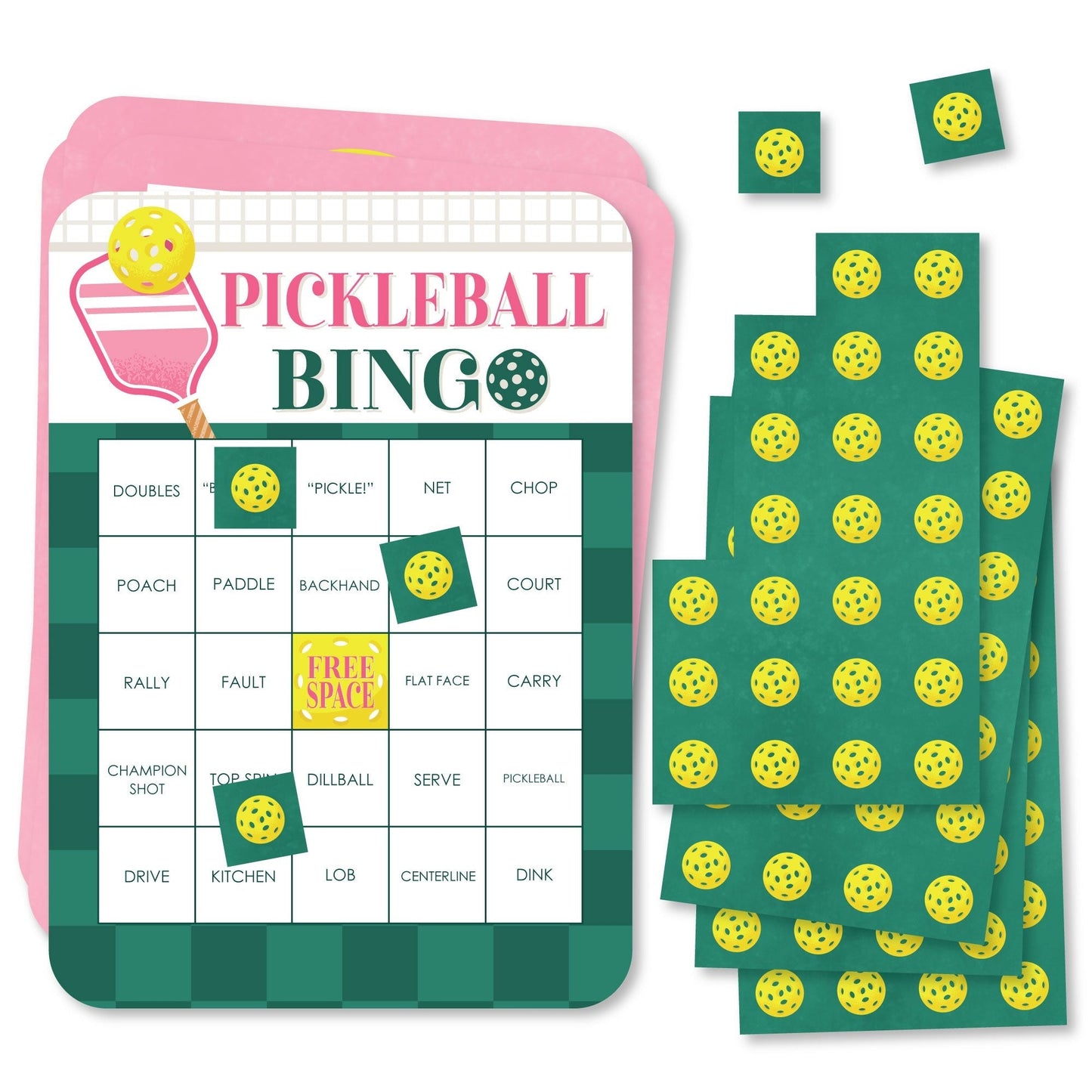 Pink Pickleball Bingo Game - 18 Ct