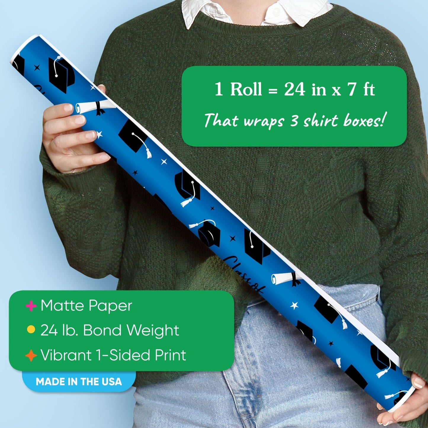 Blue Graduation Wrapping Paper, Class of 2026