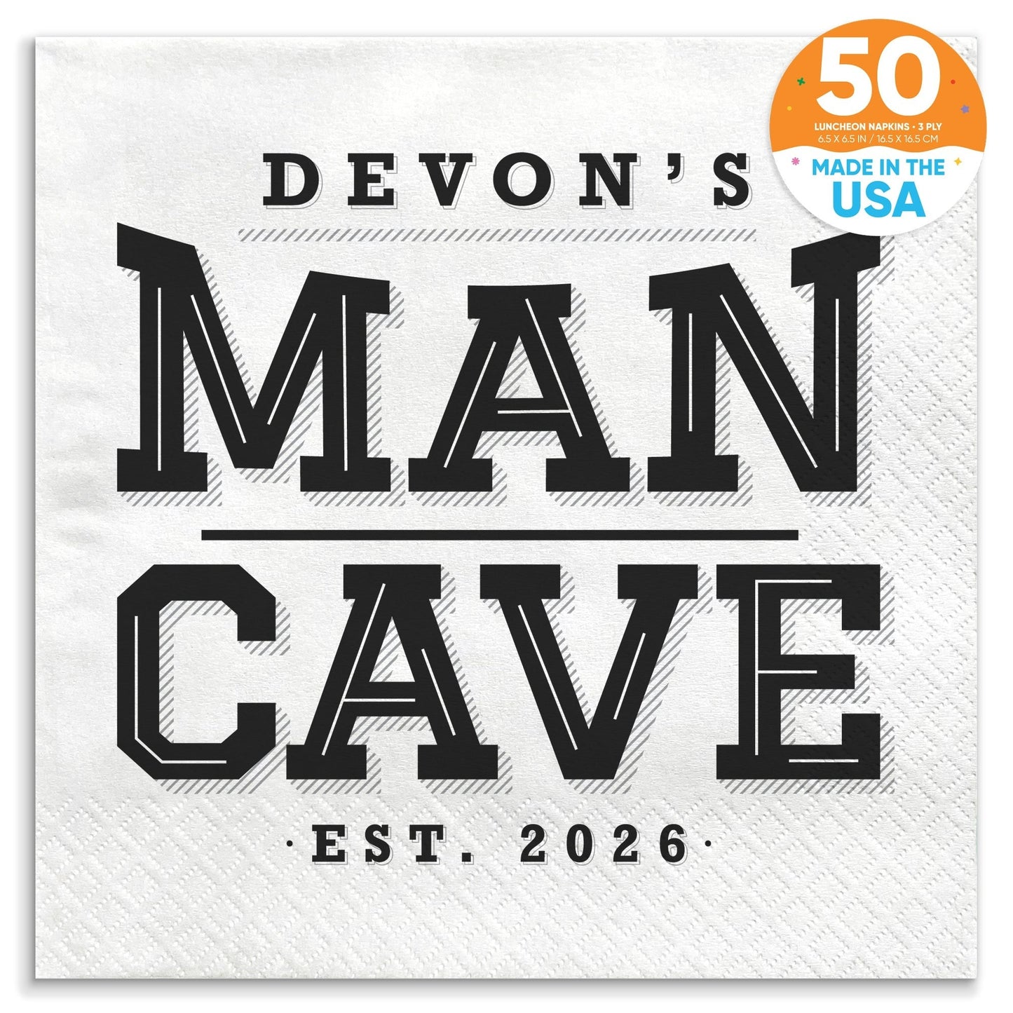 Custom Text - Man Cave Napkins - 50 Ct