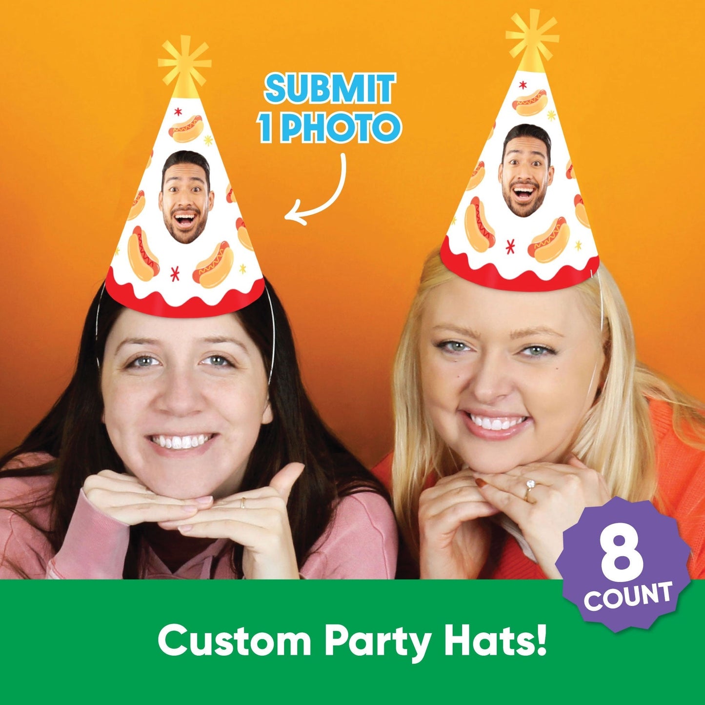 Custom Hot Dog Cone Hats - 8 Ct