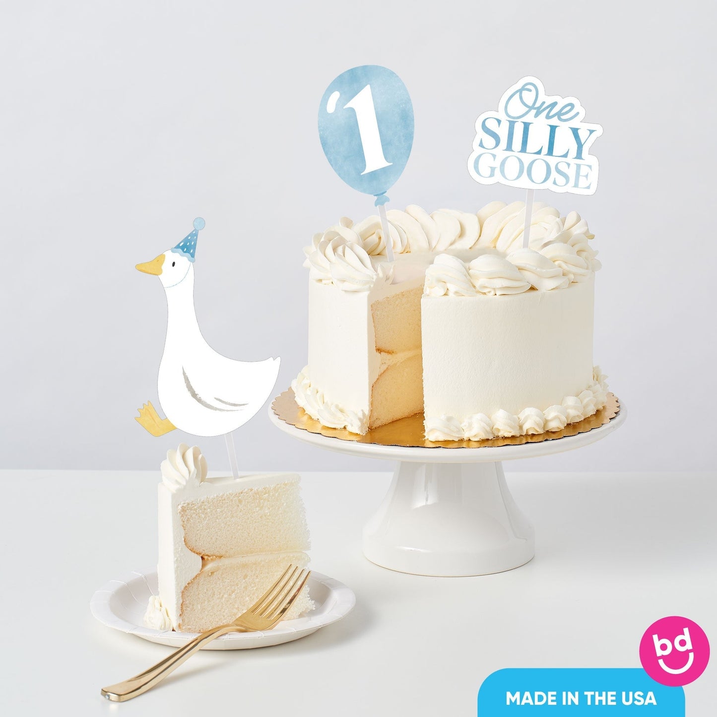 Blue Silly Goose Cake Topper - 3 Pc