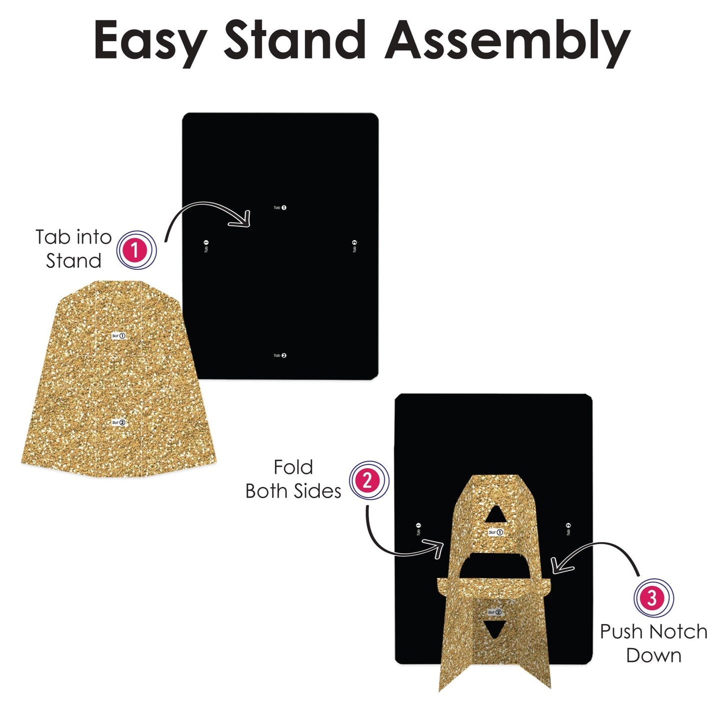 Adult 50th Birthday - Gold - Birthday Party 4x6 Picture Display - Paper Photo Frames - Set of 12