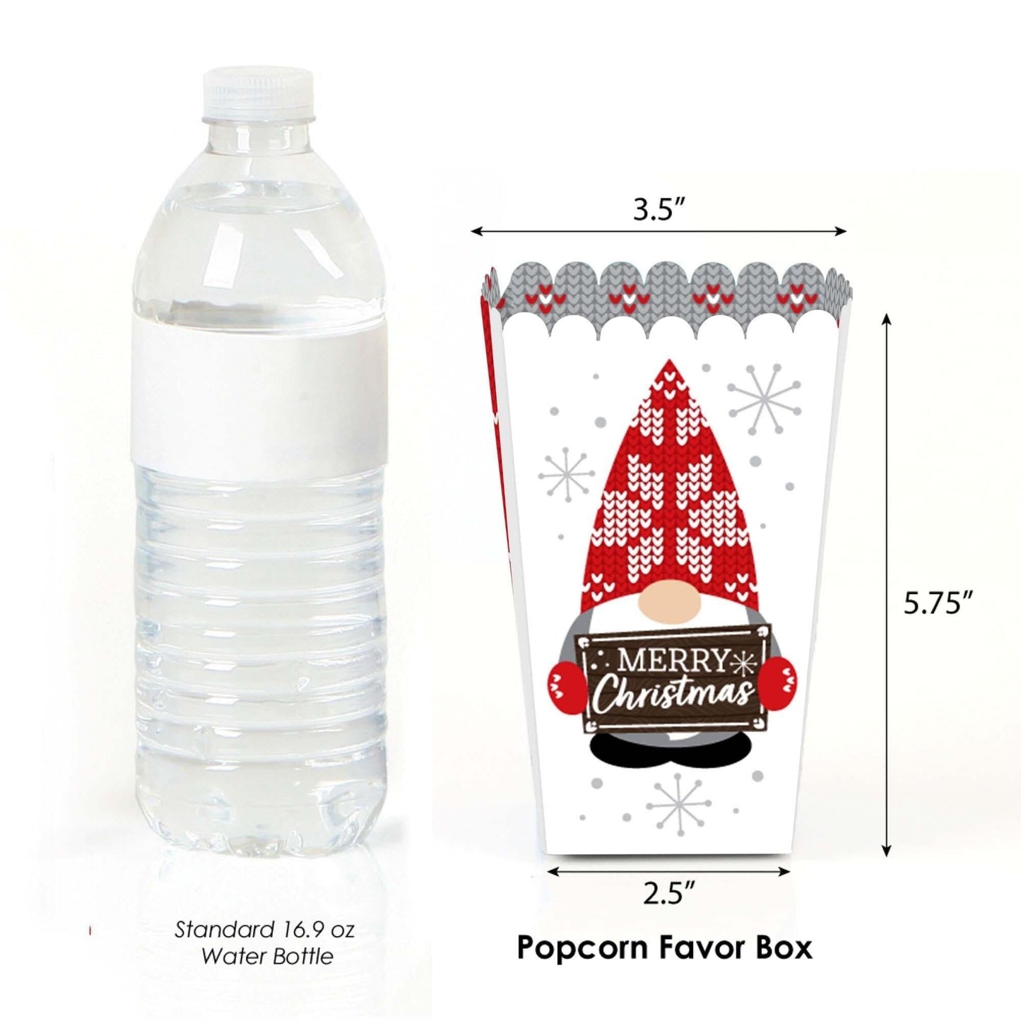 Christmas Gnomes - Holiday Party Favor Popcorn Treat Boxes - Set of 12