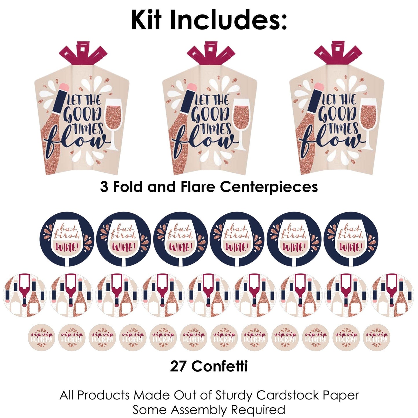 But First, Wine - Wine Tasting Party Decor and Confetti - Terrific Table Centerpiece Kit - Set of 30