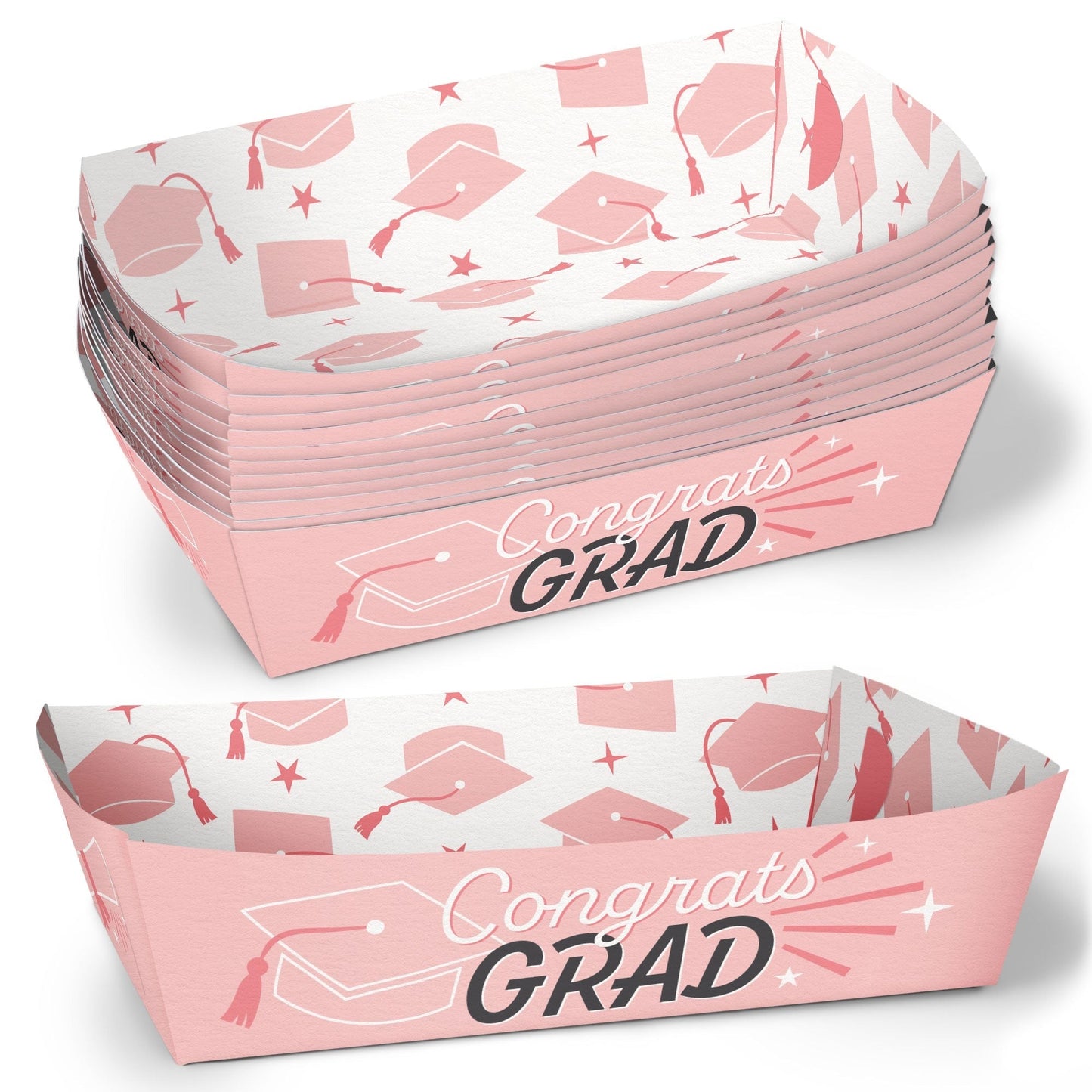 Pink Graduation Paper Food Trays