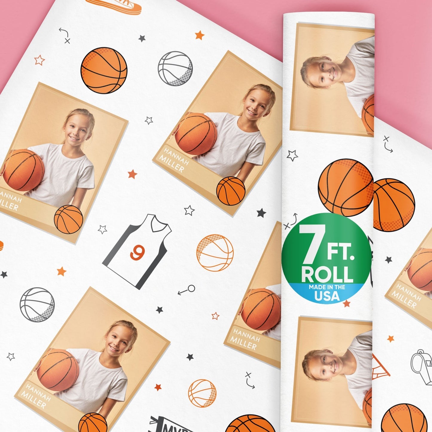 Custom Photo Wrapping Paper - Basketball