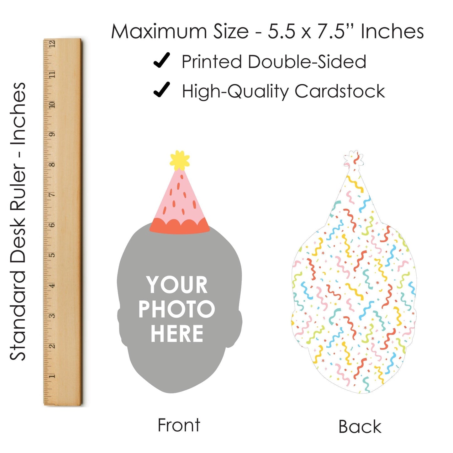 Custom Photo Party Time - Fun Face Decorations DIY Happy Birthday Party Essentials - Set of 20