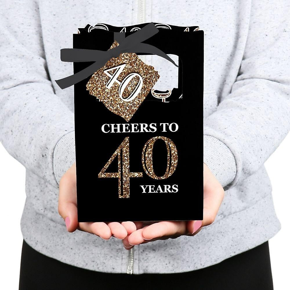 Adult 40th Birthday - Gold - Birthday Party Favor Boxes - Set of 12