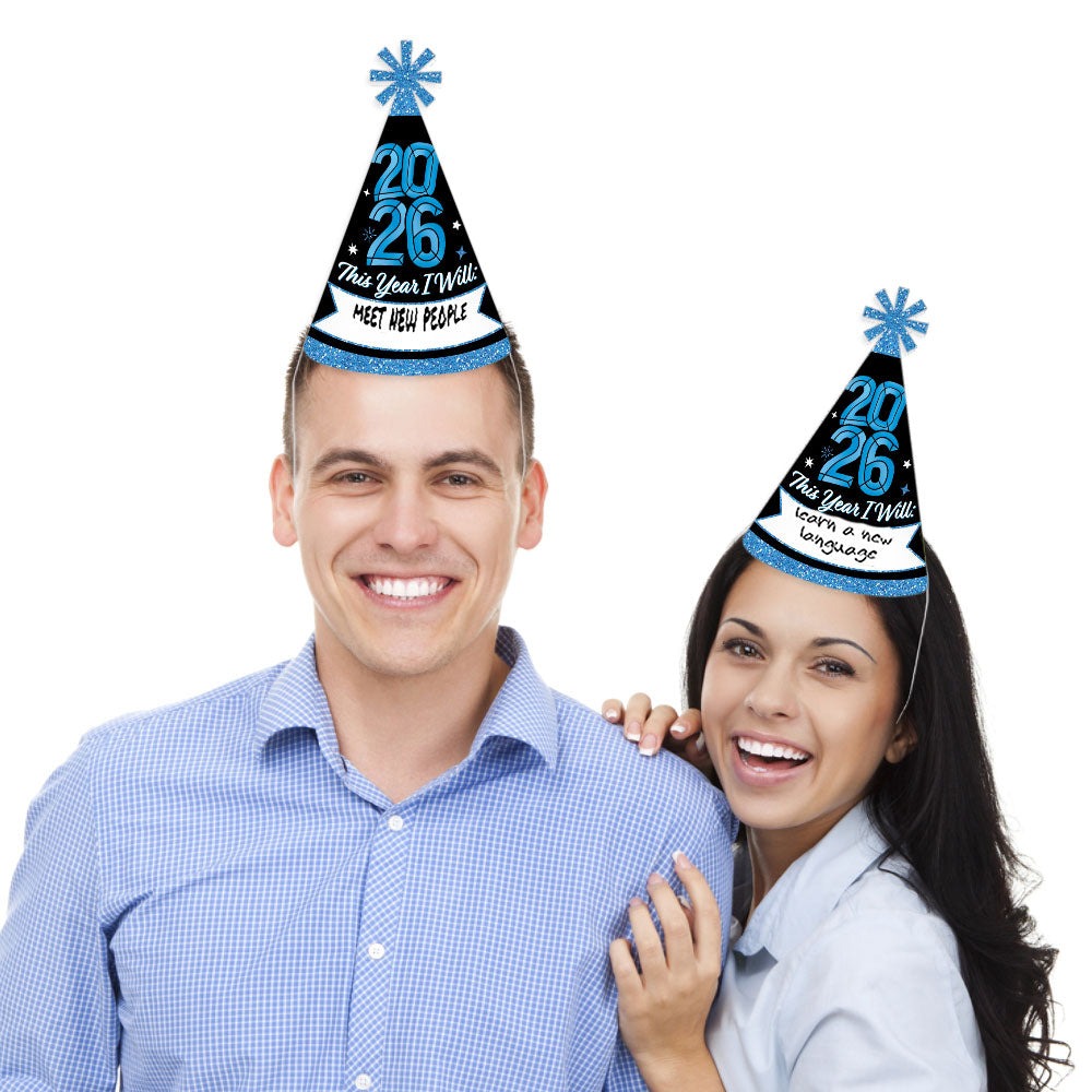 Colorful New Year Cone Hats - 8 Ct