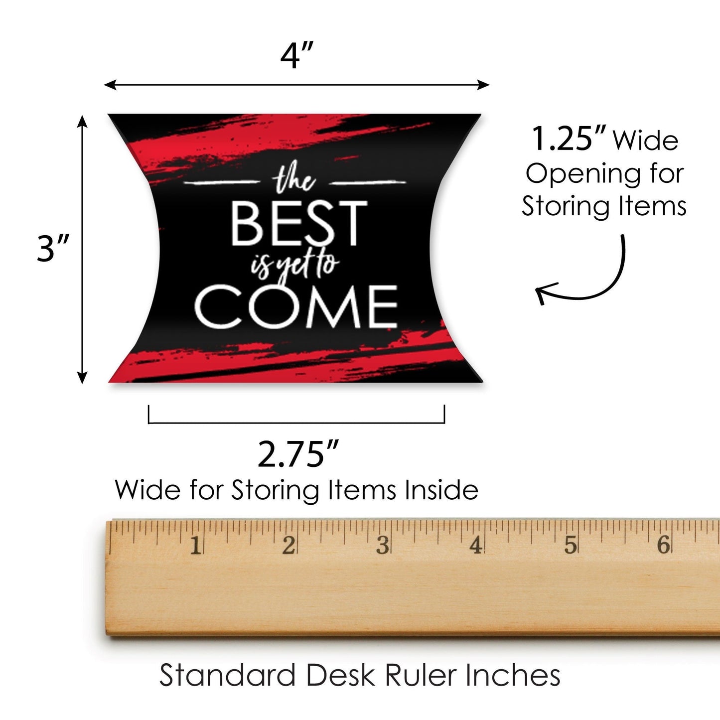 Red Grad - Best is Yet to Come - Favor Gift Boxes - Red Graduation Party Petite Pillow Boxes - Set of 20