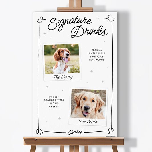 Personalized Photo Signature Drinks Wedding Sign (Select Your Size)