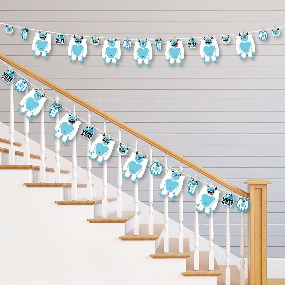 Yeti to Party - Abominable Snowman Party or Birthday Party DIY Decorations - Clothespin Garland Banner - 44 Pieces