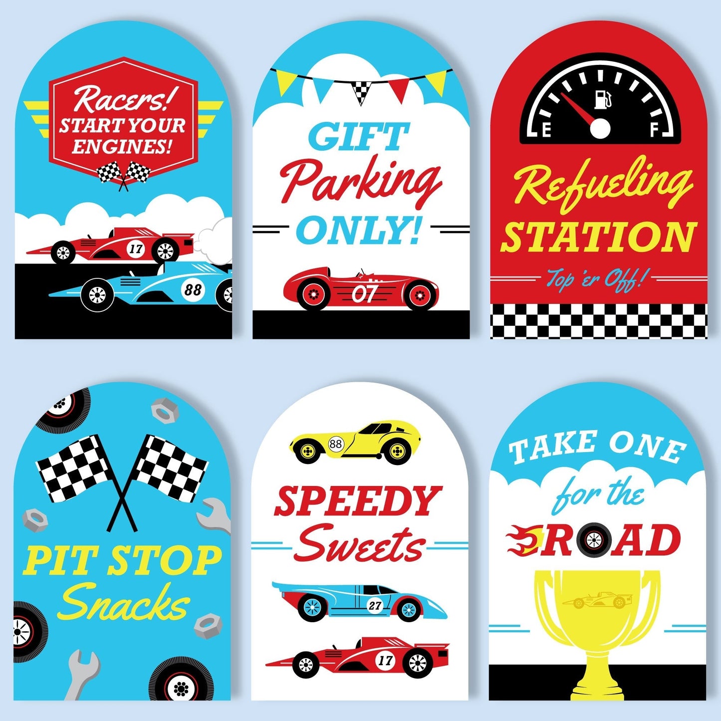 Race Car Party Signs Set - 6 Ct