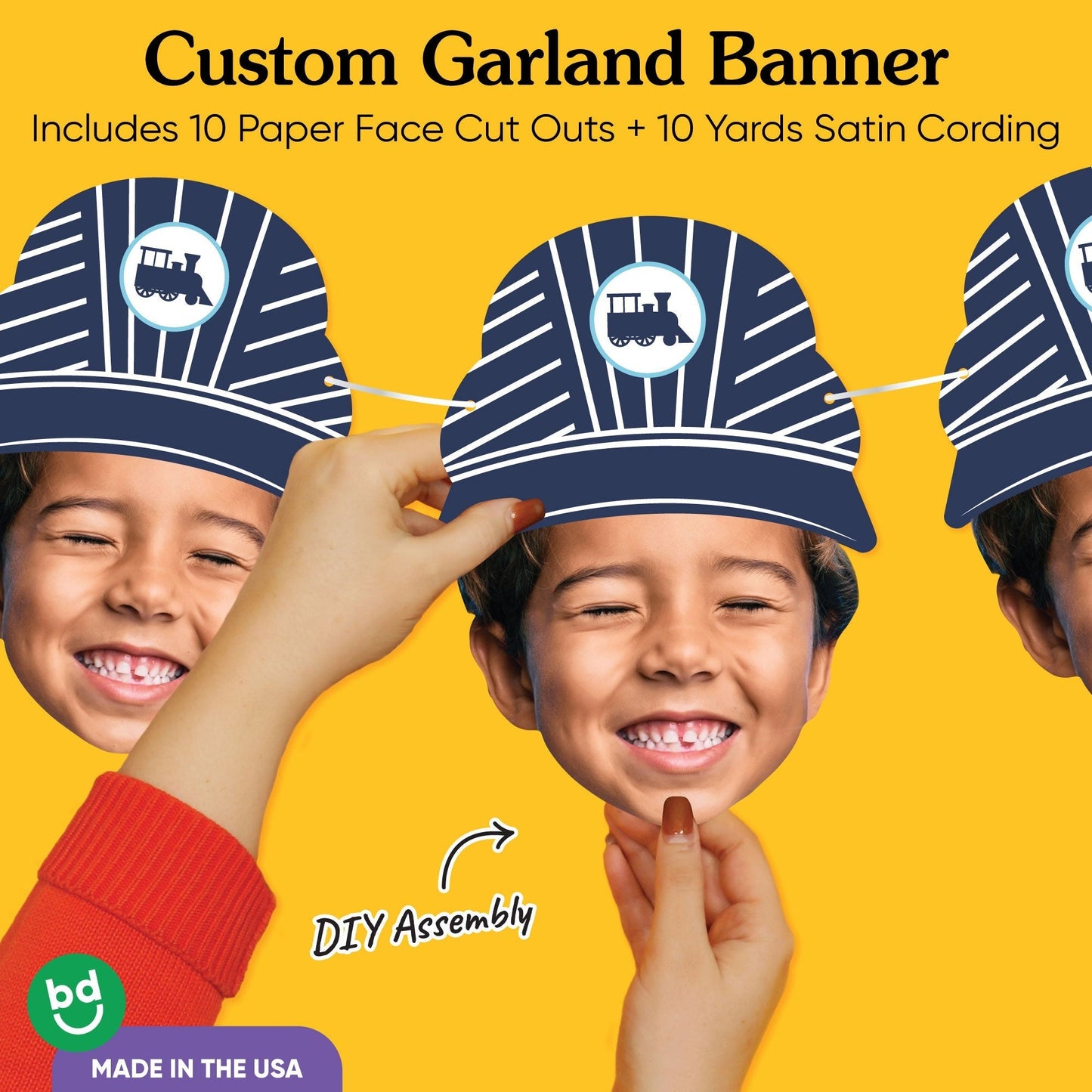 Custom Face Train Garland Banner