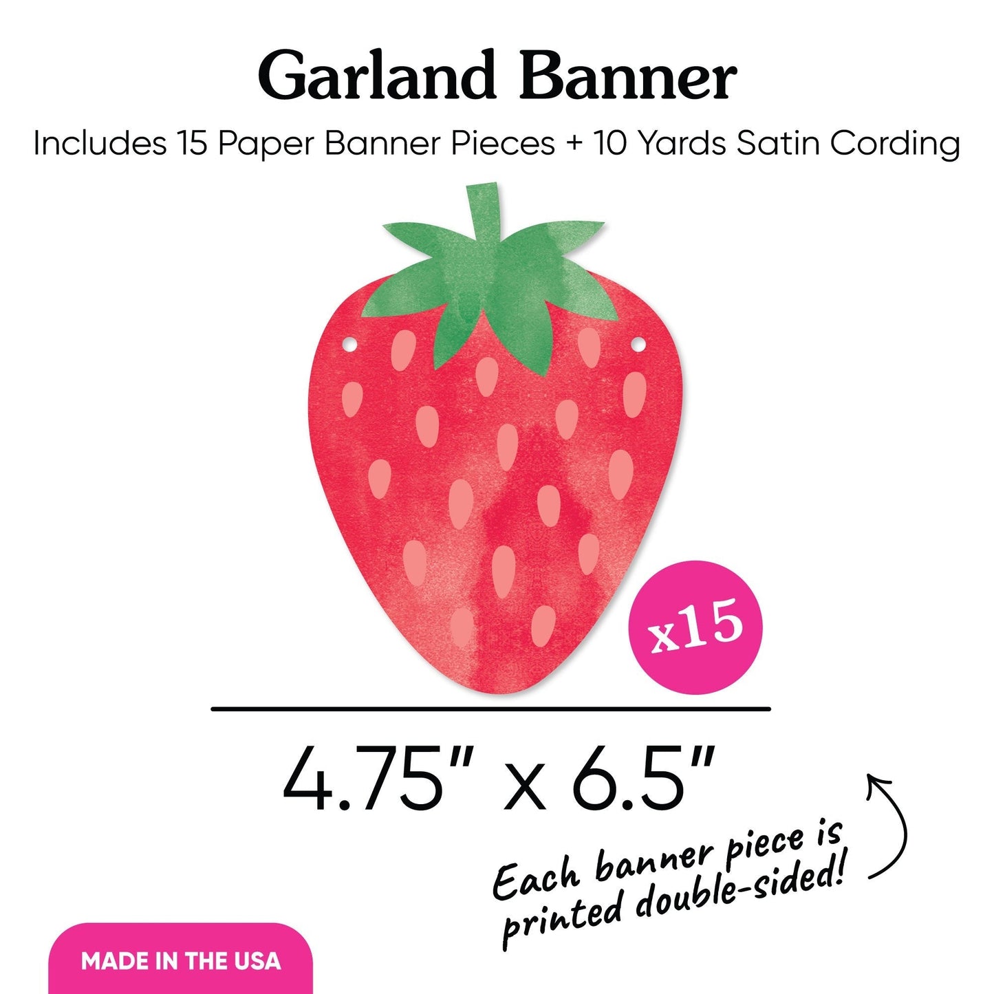 Berry Sweet Strawberry Garland Banner - 15 Pc