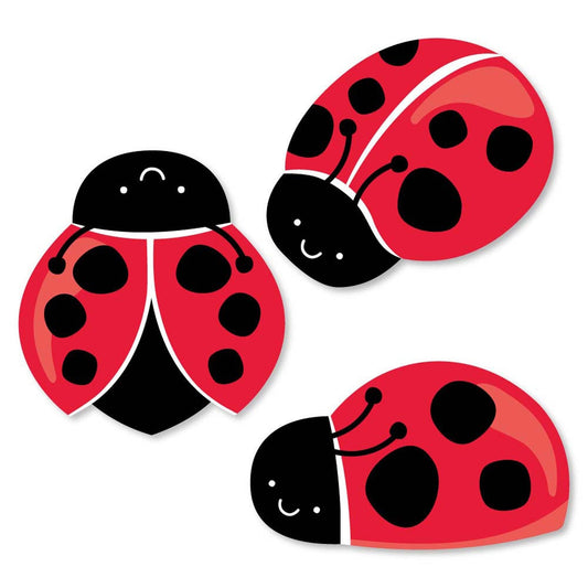 Happy Little Ladybug - DIY Shaped Baby Shower or Birthday Party Cut-Outs - 24 ct