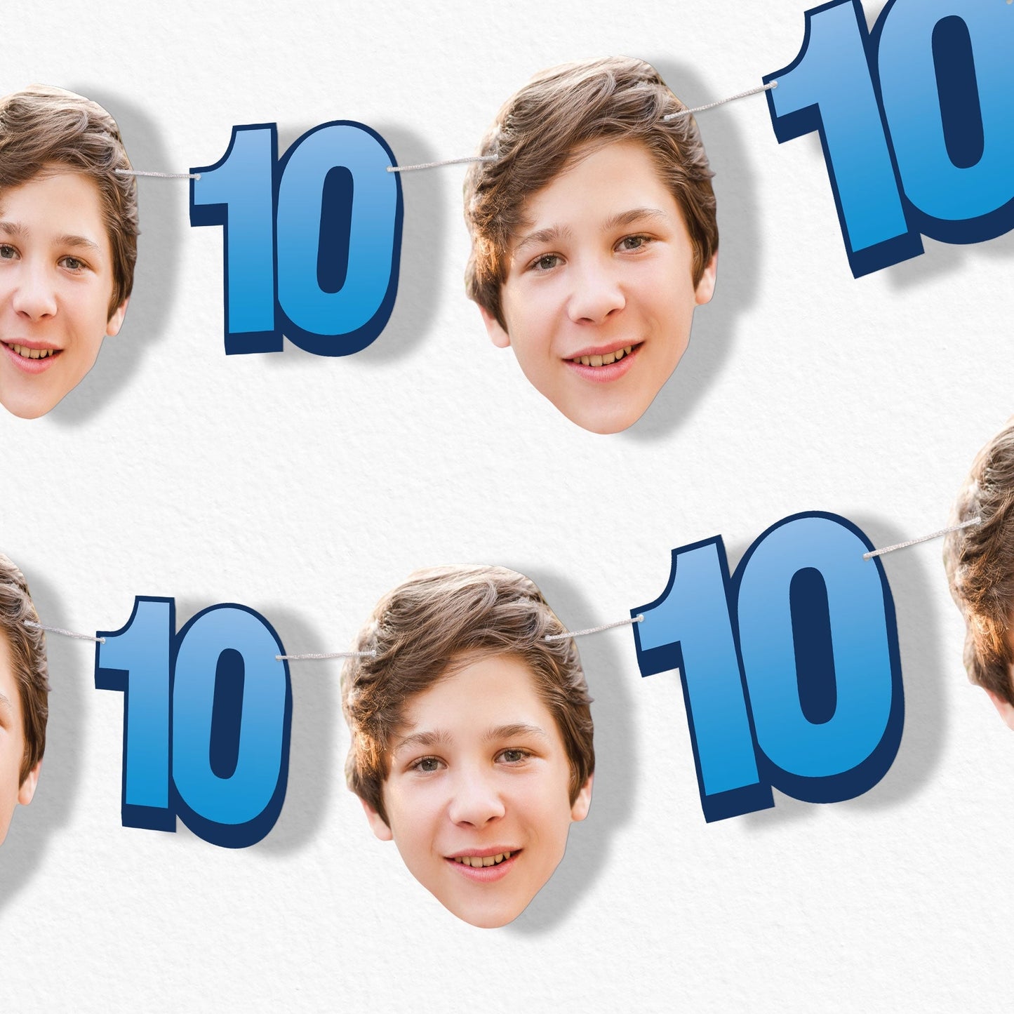 Custom Face 10th Birthday Garland Banner