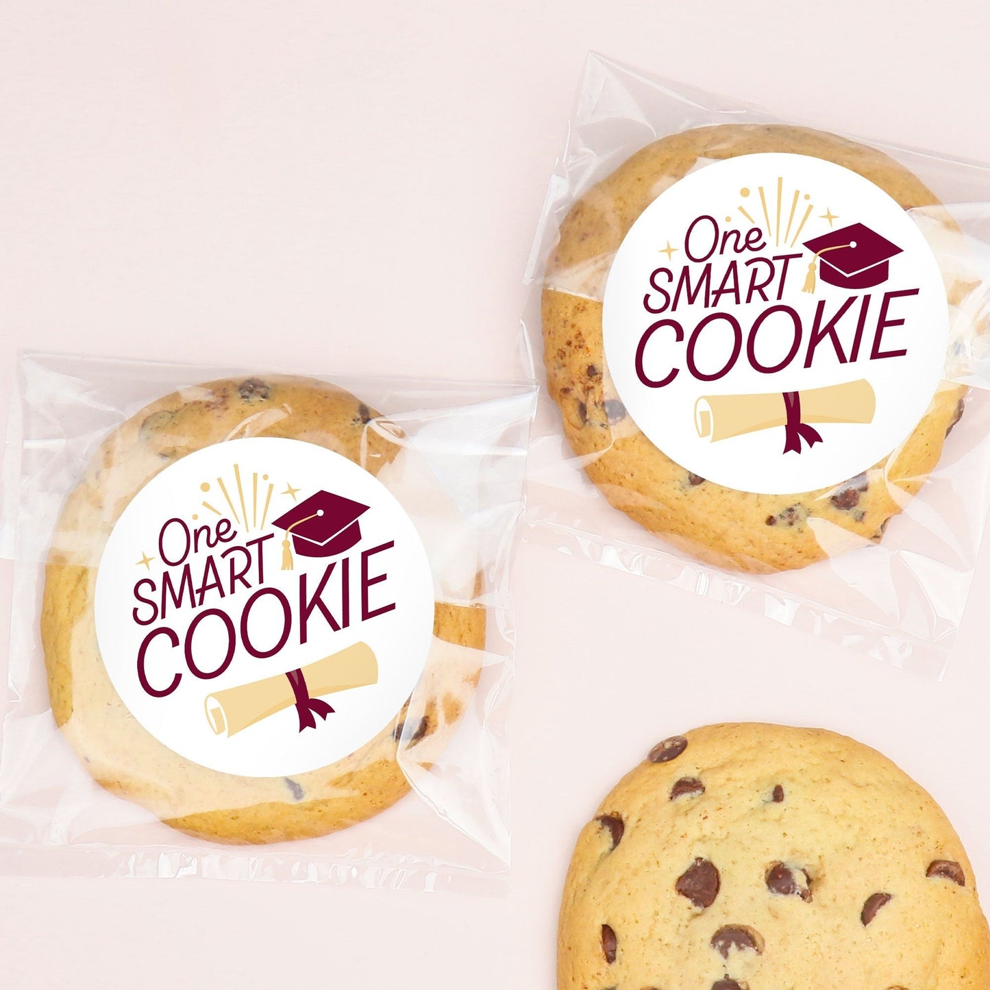 Maroon Grad Stickers & Clear Cookie Bags - 25 Ct