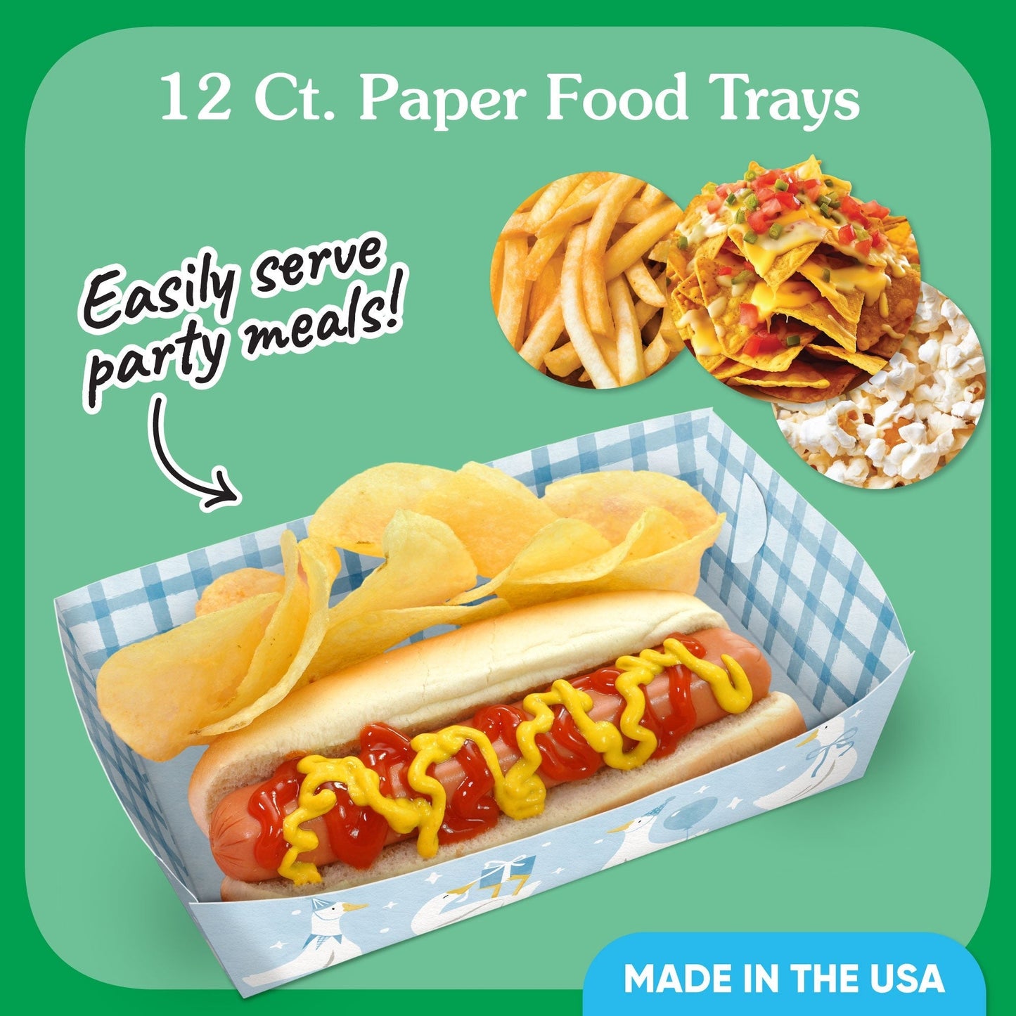 One Silly Goose Blue Party Paper Food Trays