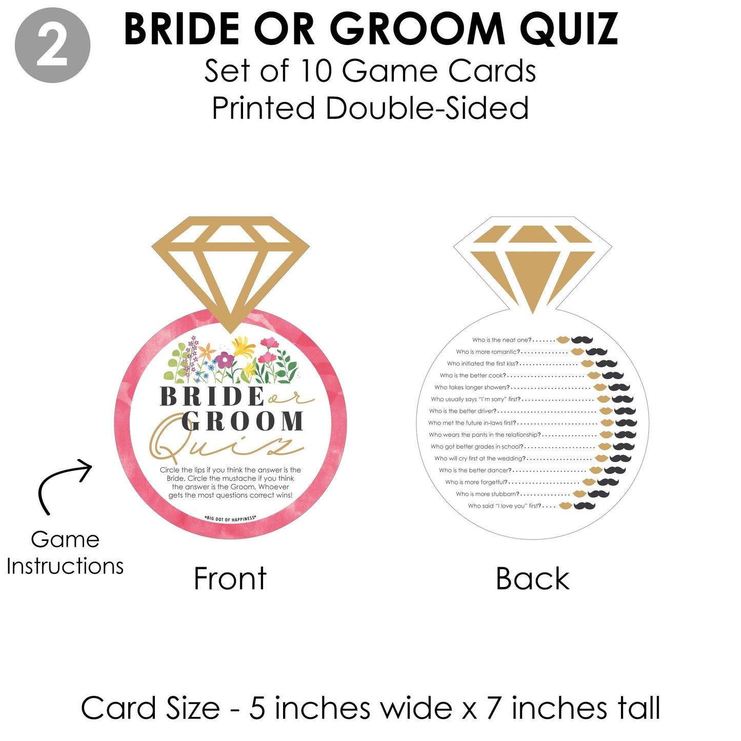 Wildflowers Bride - 4 Boho Floral Bridal Shower Games - 10 Cards Each - Who Knows The Bride Best, Bride or Groom Quiz, What’s in Your Purse and Love - Gamerific Bundle