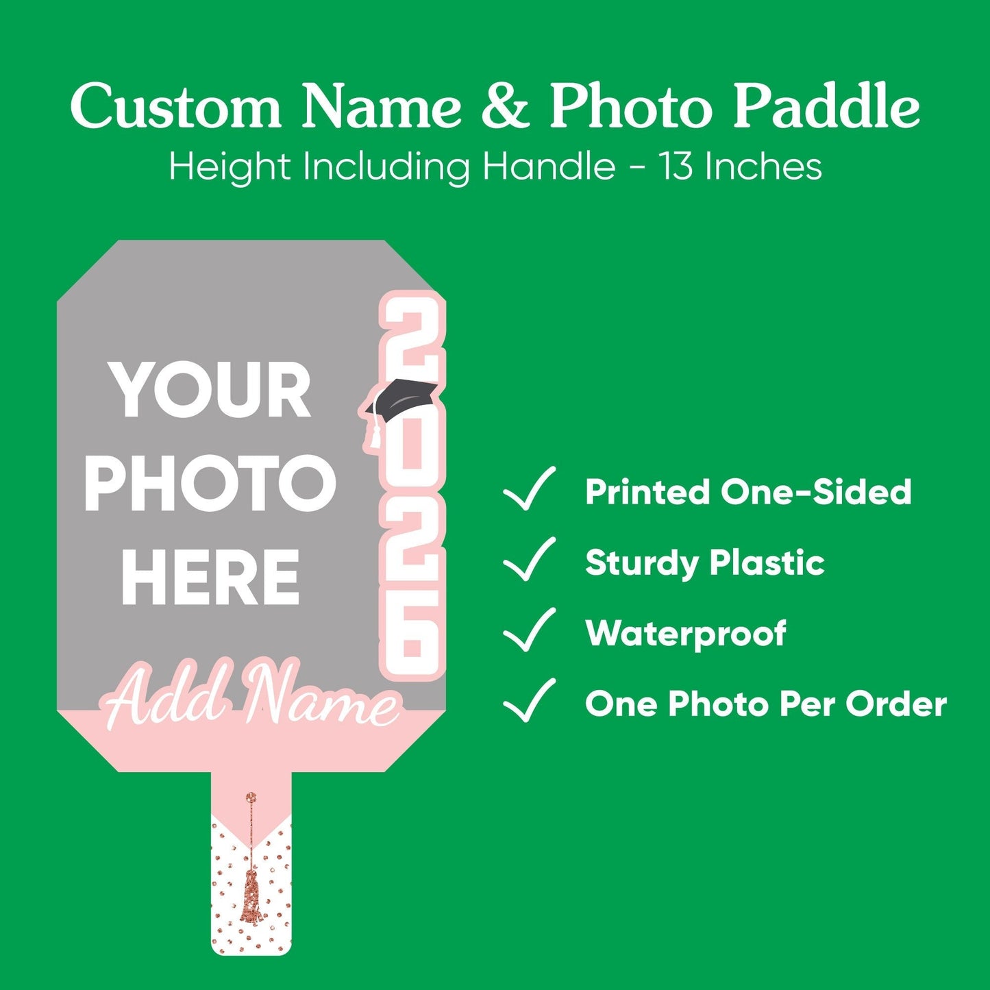 Custom Pastel Grad Photo Paddle 1, 3, 6, or 12 Ct