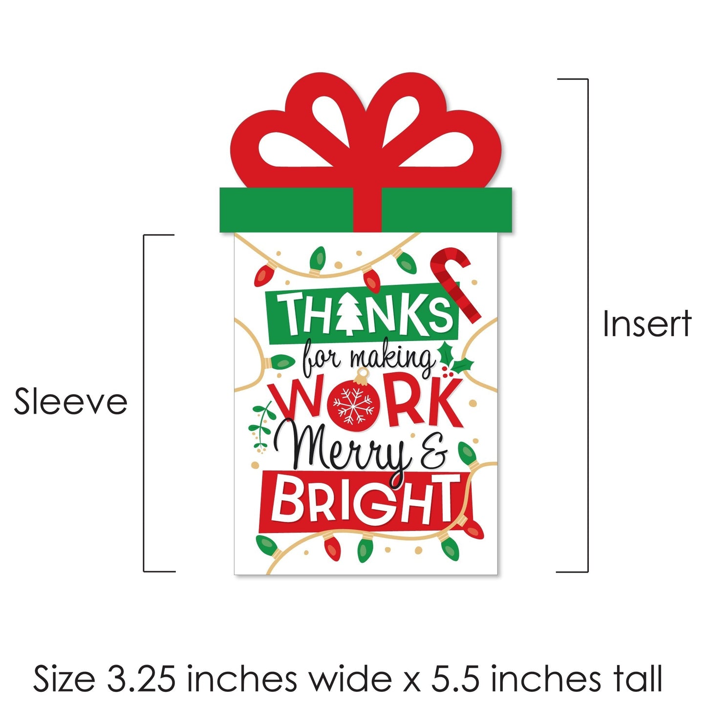 Co-Worker Appreciation - Christmas Thank You Employee Staff Money and Gift Card Sleeves - Nifty Gifty Card Holders - Set of 8