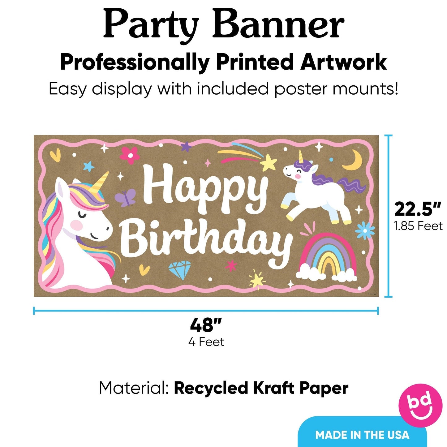 Unicorn Birthday Kraft Banner