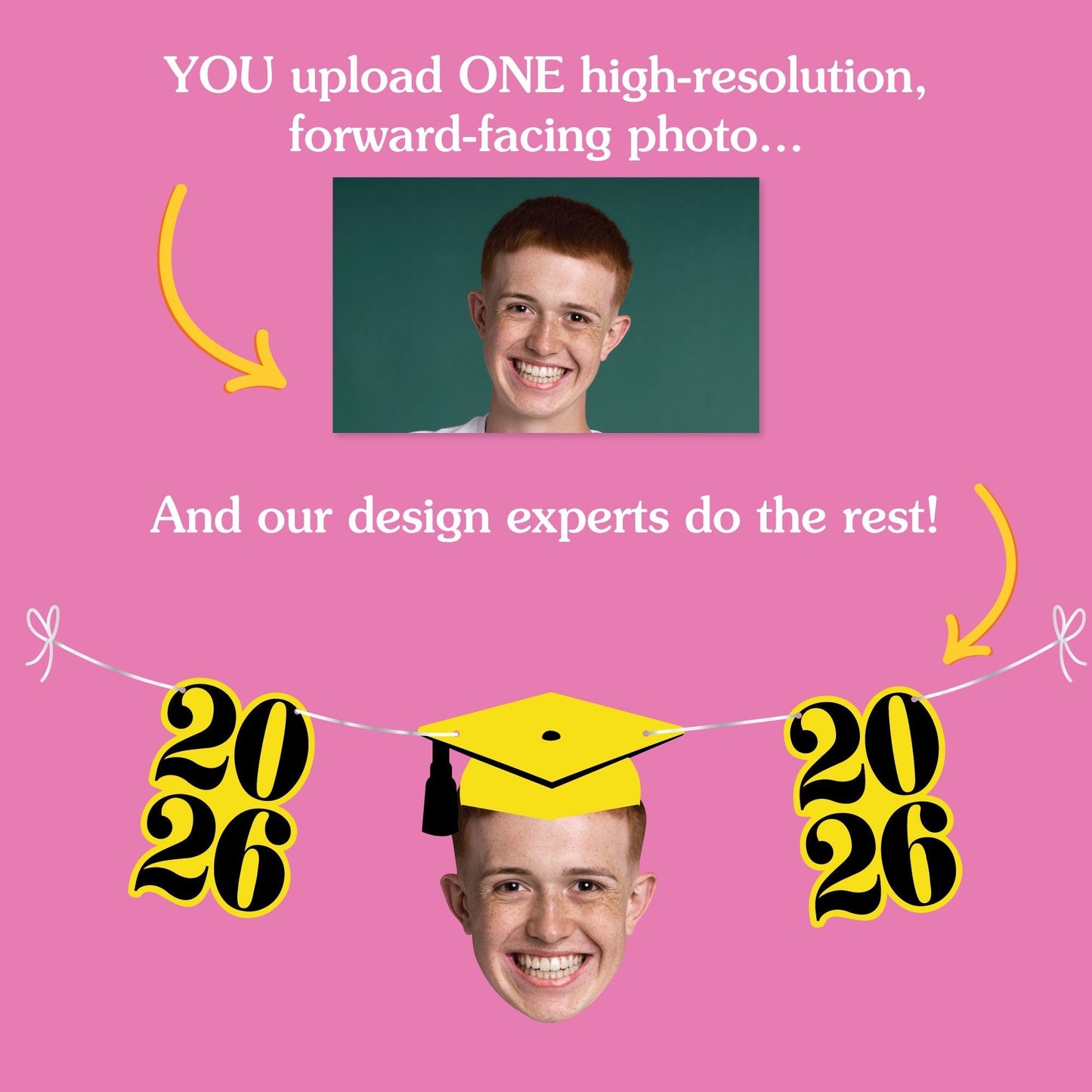 Custom Face Yellow Graduation Garland Banner