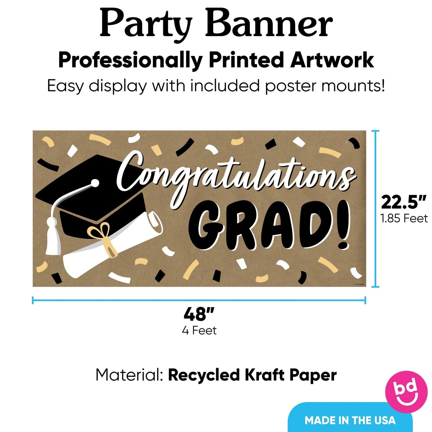 Black & Gold Grad Kraft Banner