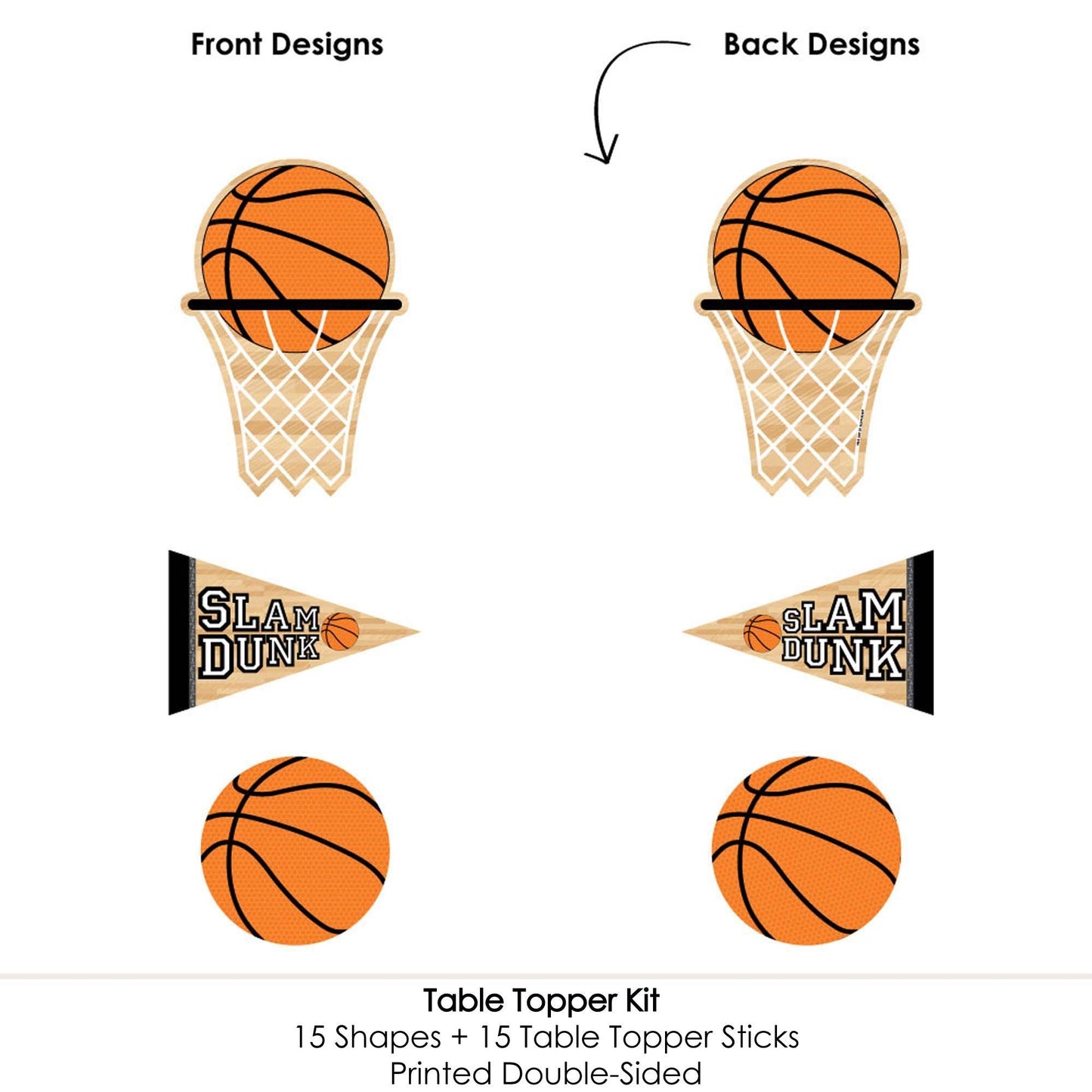 Nothin' But Net - Basketball - Baby Shower or Birthday Party Centerpiece Sticks - Table Toppers - Set of 15