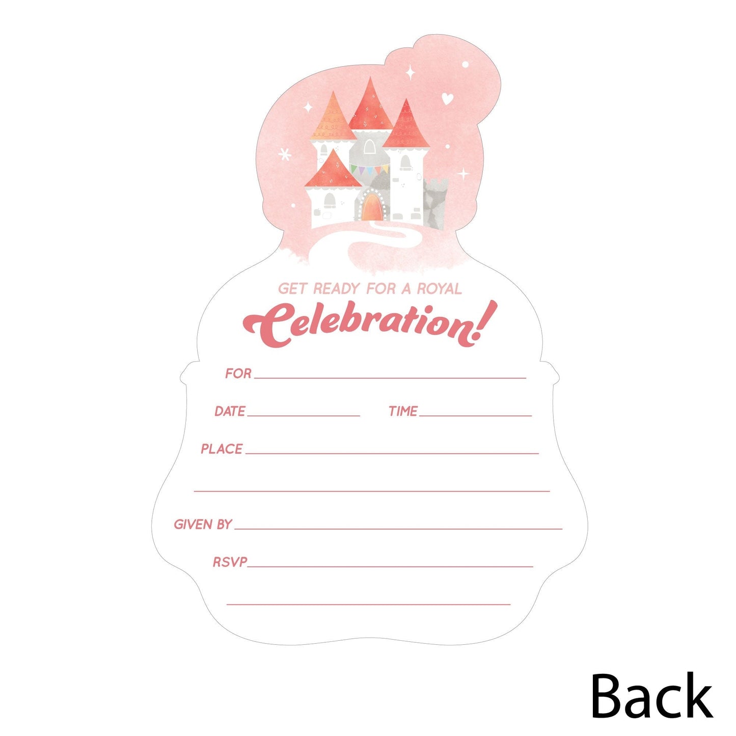 Princess Shaped Fill-In Invitations - 12 Ct