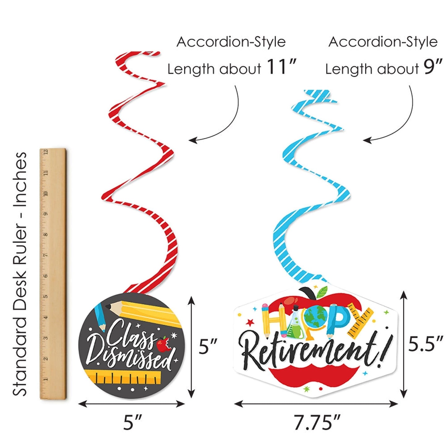 Teacher Retirement - Happy Retirement Party Hanging Decor - Party Decoration Swirls - Set of 40
