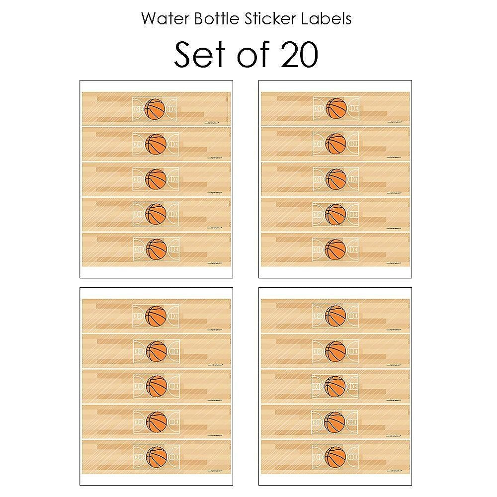 Nothin' But Net - Basketball - Baby Shower or Birthday Party Water Bottle Sticker Labels - Set of 20
