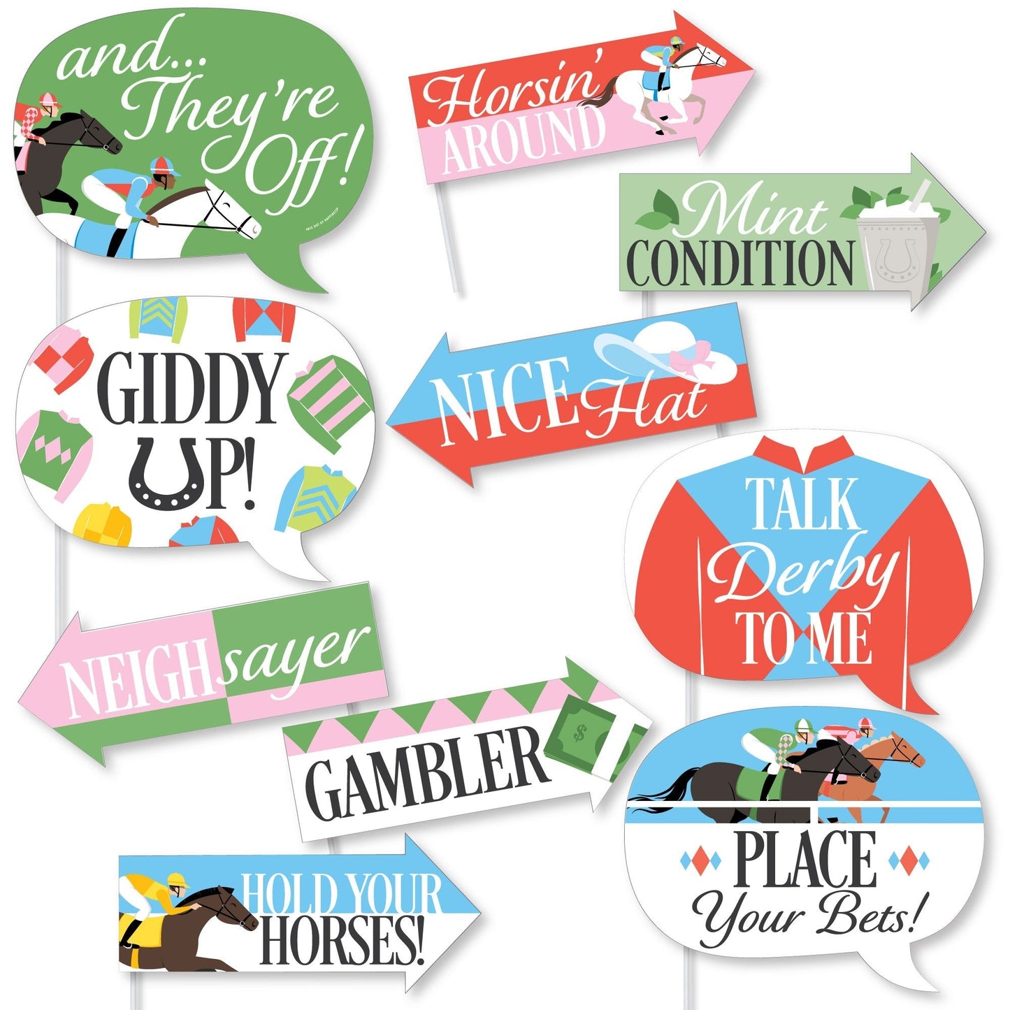 Derby Horse Race Funny Photo Props - 10 Ct