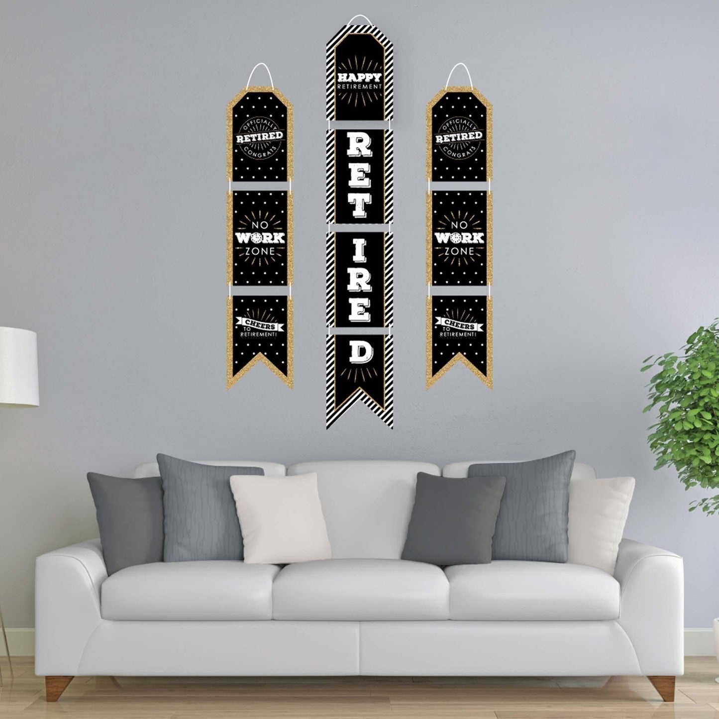 Happy Retirement - Hanging Vertical Paper Door Banners - Retirement Party Wall Decoration Kit - Indoor Door Decor