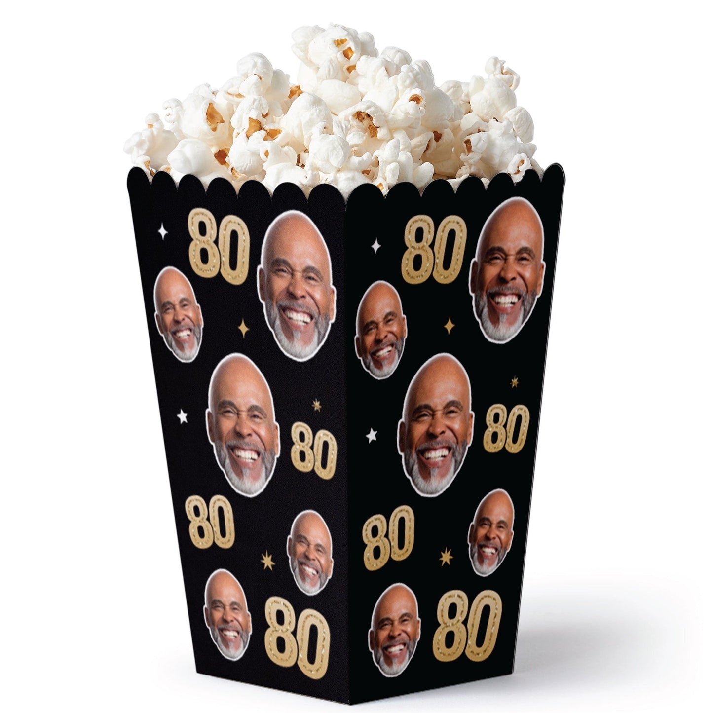 Custom Face 80th Birthday Popcorn Box - 12 Ct
