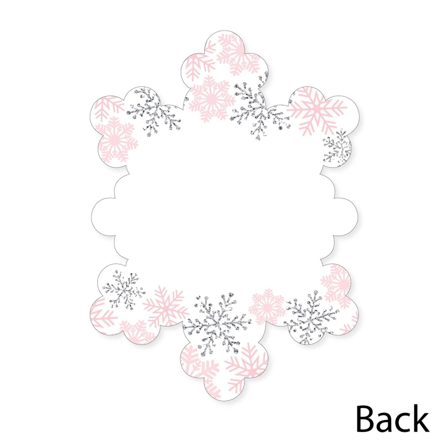 Pink Winter Wonderland - Shaped Thank You Cards - Holiday Snowflake Birthday Party and Baby Shower Thank You Note Cards with Envelopes - Set of 12