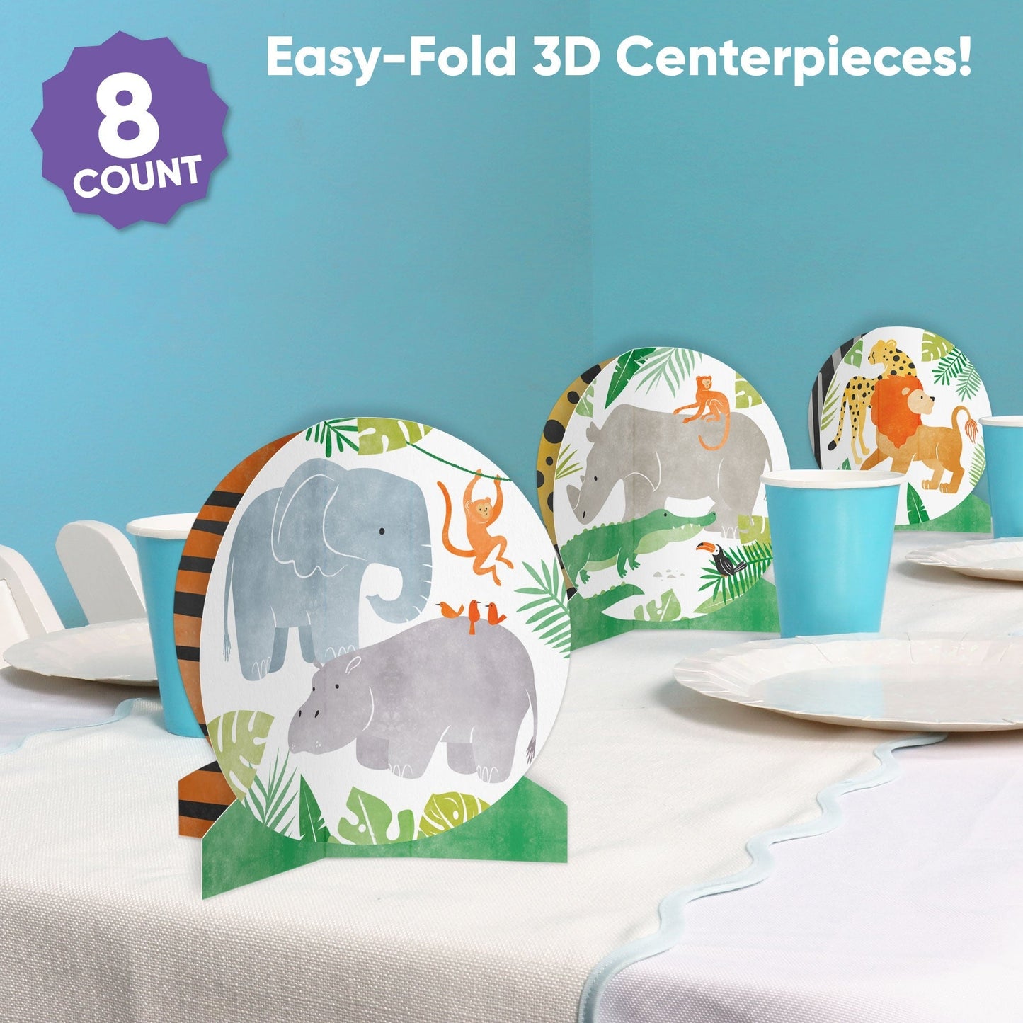 Safari Animals 3D Centerpieces - 8 Ct