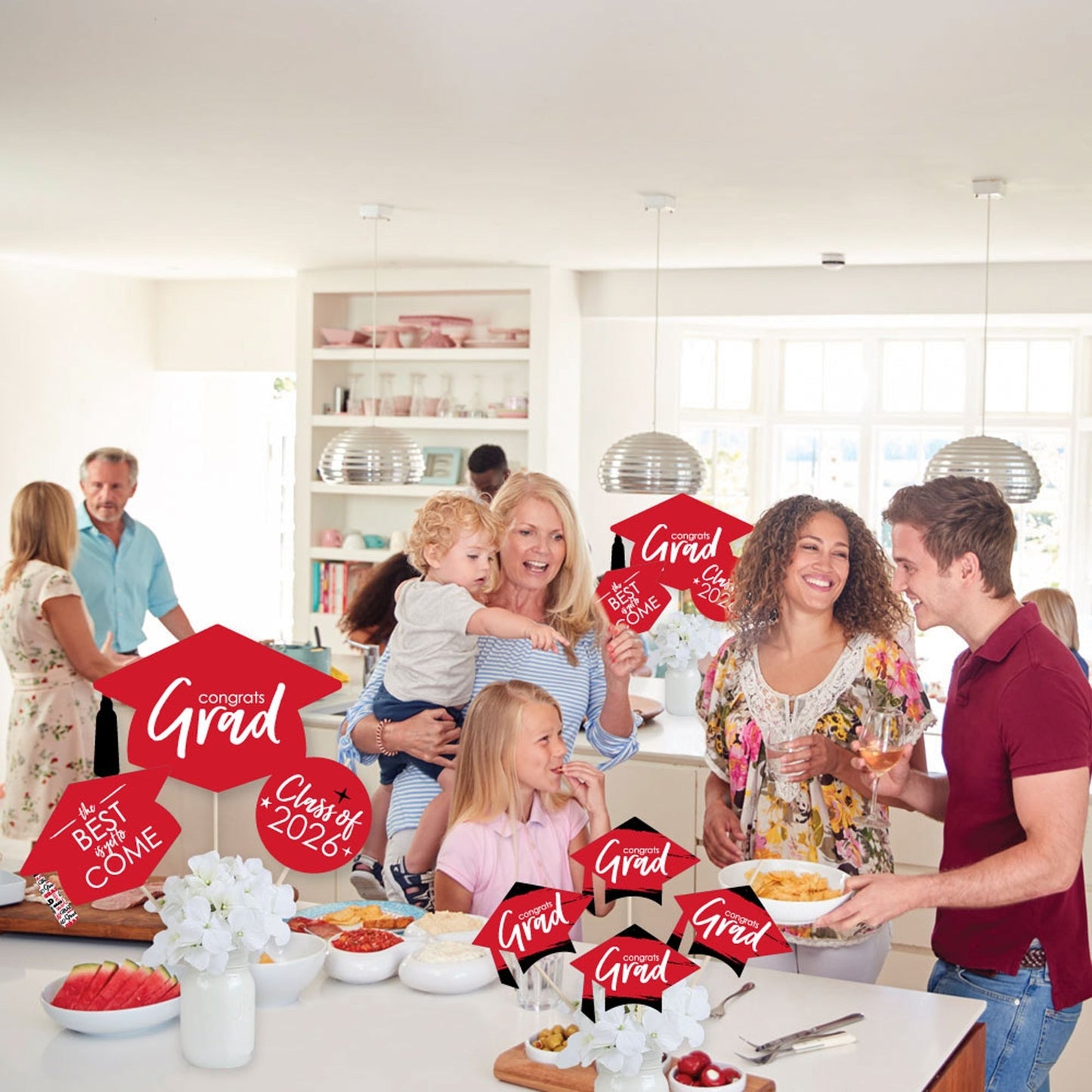 Red Grad - Best is Yet to Come - 2026 Red Graduation Party Centerpiece Sticks - Showstopper Table Toppers - 35 Pieces