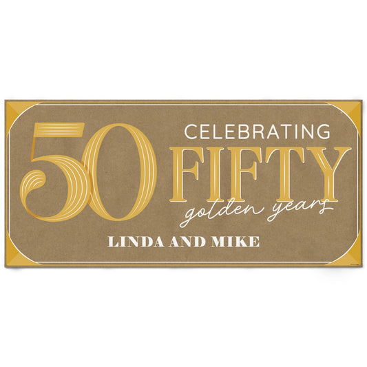 Custom Text 50th Wedding Anniversary Kraft Banner
