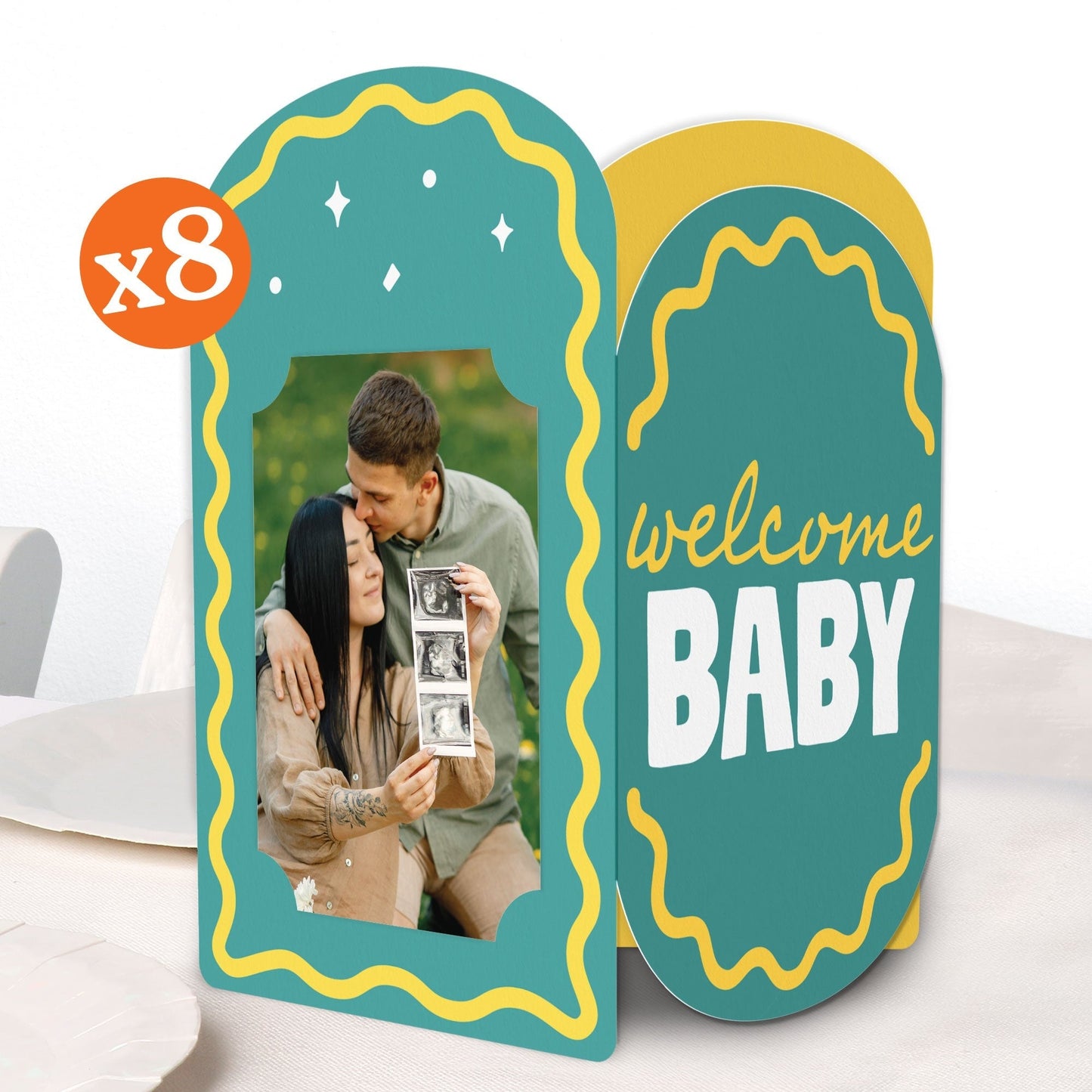 Wavy Baby Shower Photo Centerpieces - 8 Ct