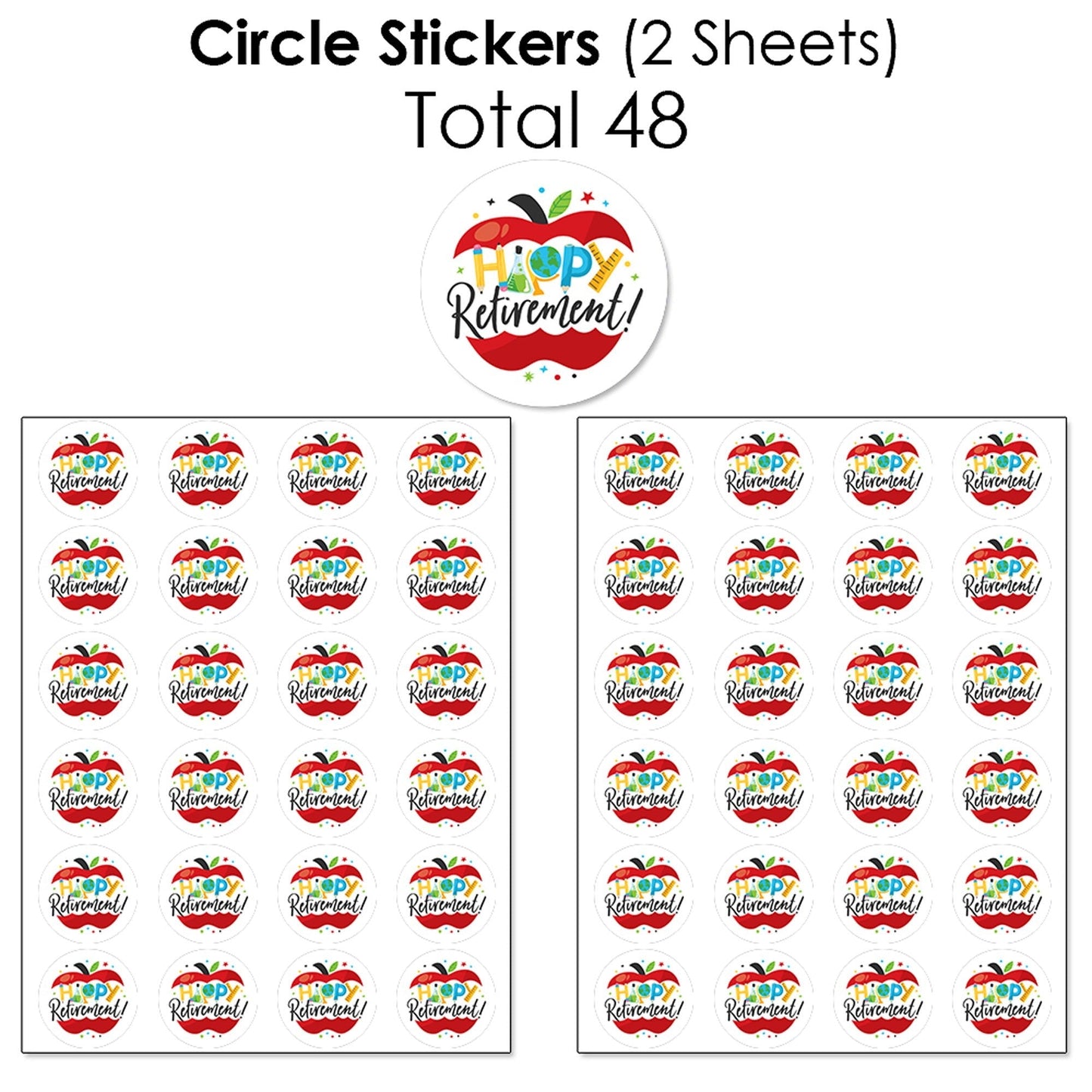 Teacher Retirement - Mini Candy Bar Wrappers, Round Candy Stickers and Circle Stickers - Happy Retirement Party Candy Favor Sticker Kit - 304 Pieces