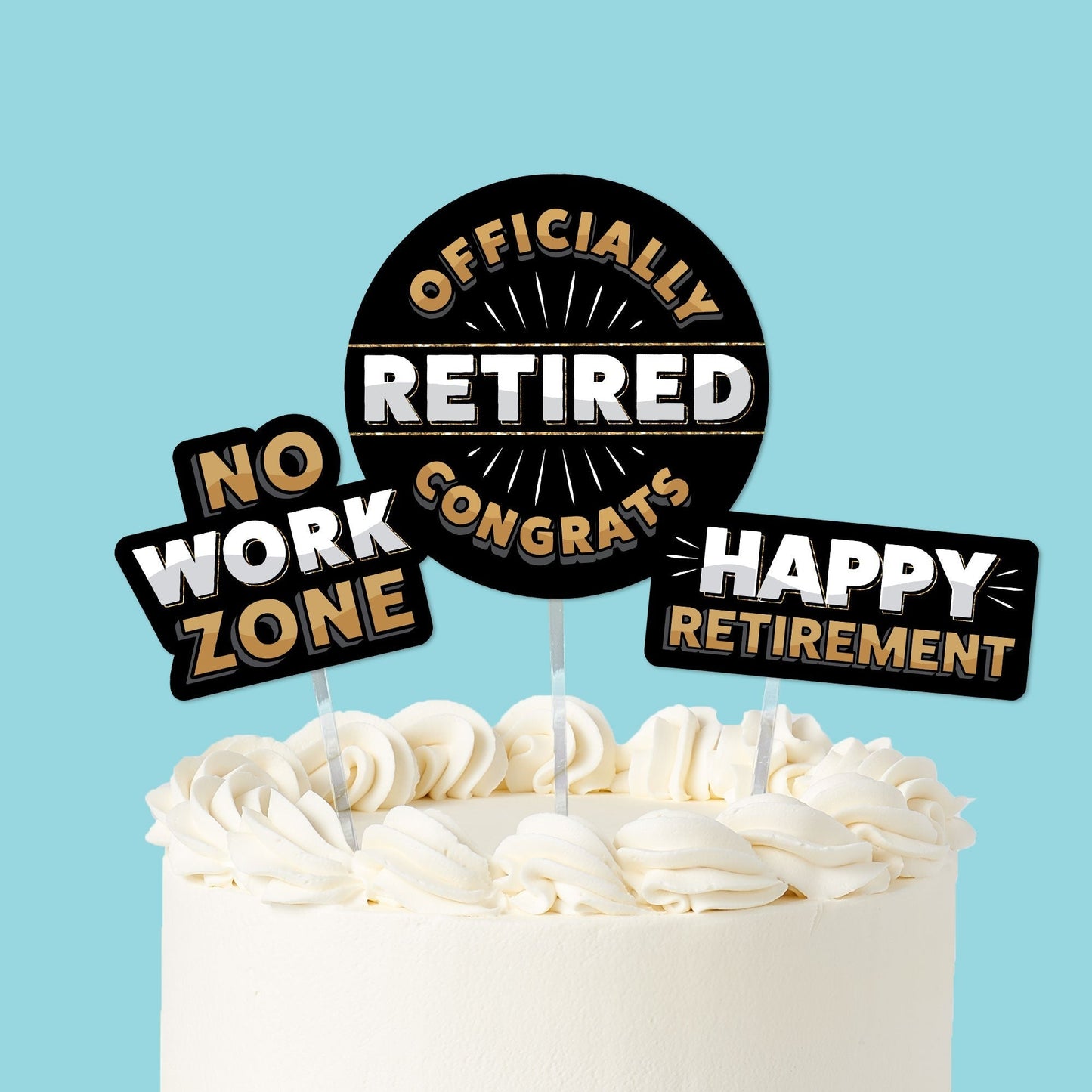 Retirement Cake Topper - 3 Pc
