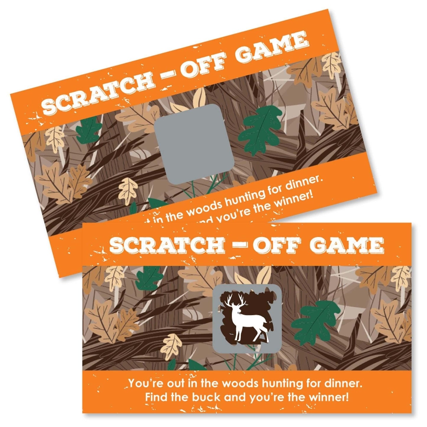 Gone Hunting - Deer Hunting Camo Party Game Scratch Off Cards - 22 ct