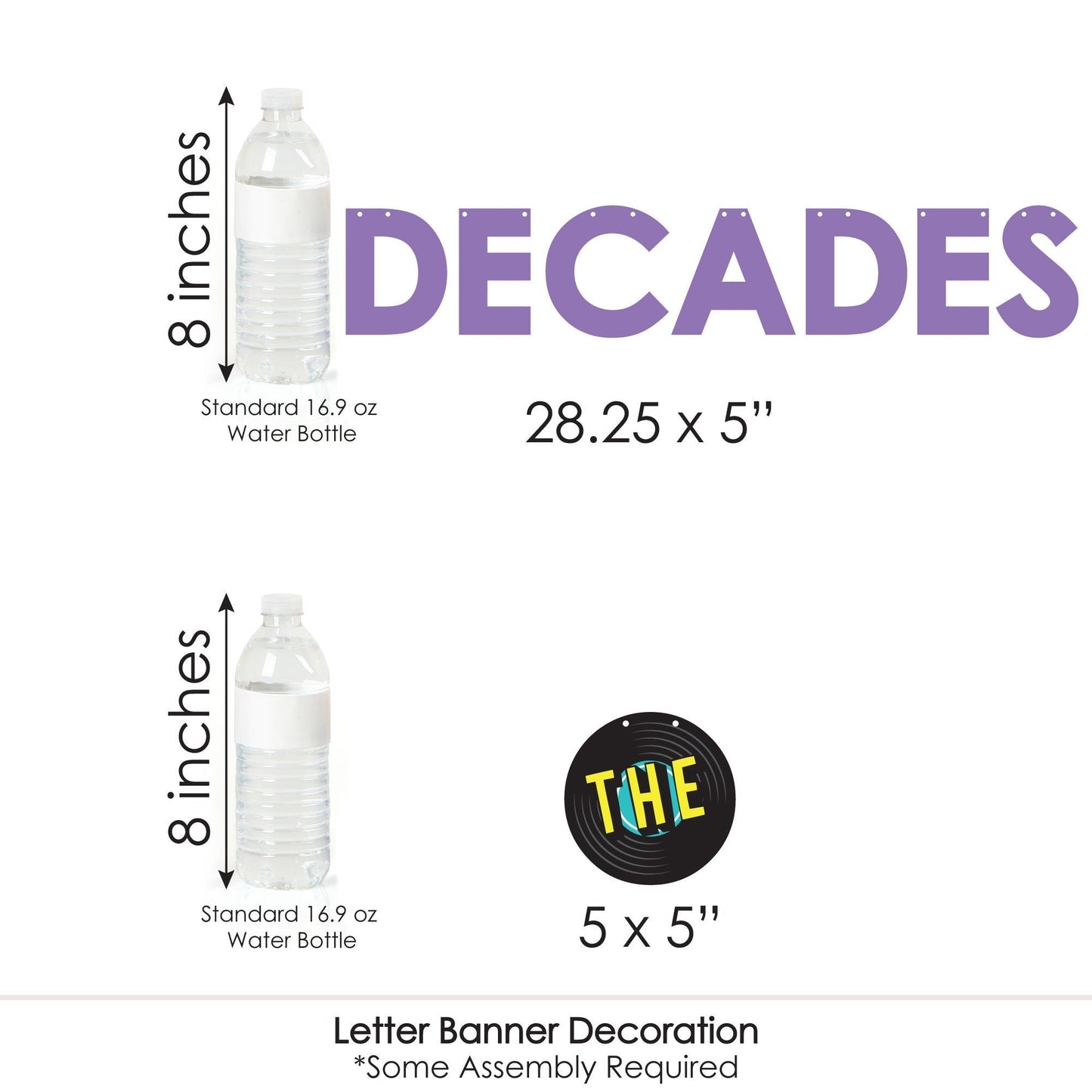 Through the Decades - 50s, 60s, 70s, 80s, and 90s Party Letter Banner Decoration - 36 Banner Cutouts and Through the Decades Banner Letters
