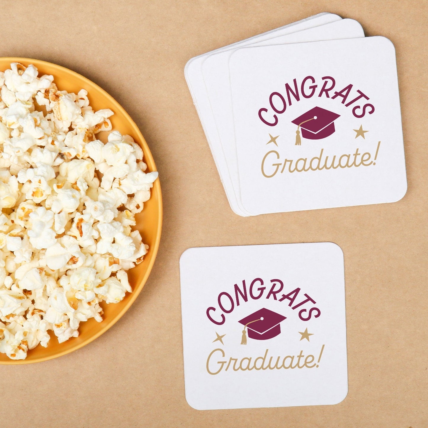 Drink Coasters - Maroon Congrats Graduate - 25 Ct