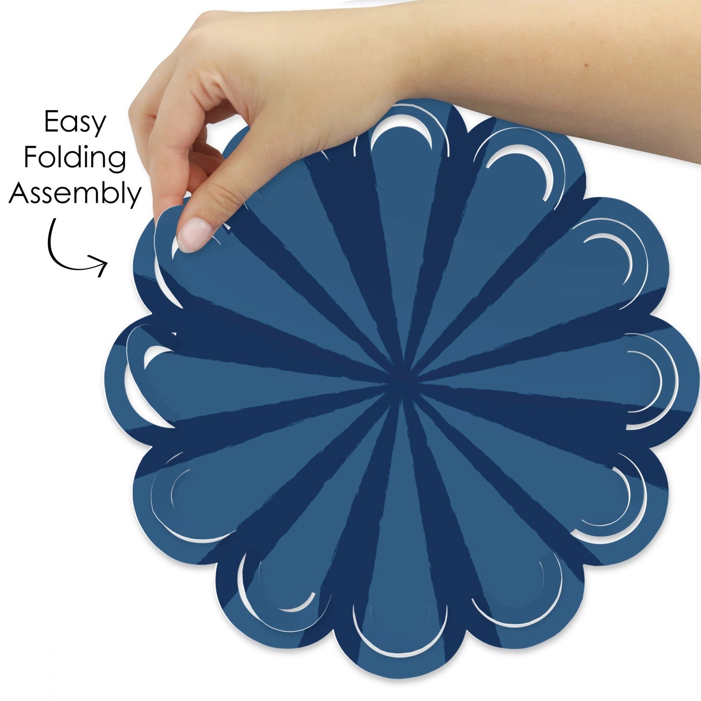 Navy Stripes - Simple Party Round Table Decorations - Paper Chargers - Place Setting For 12